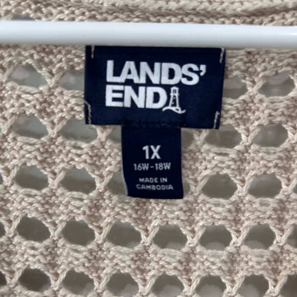 Lands' End Open Knit Swim Cover Up Sz 1X Boho Crochet Nautical Vacation Cruise - Picture 3 of 9